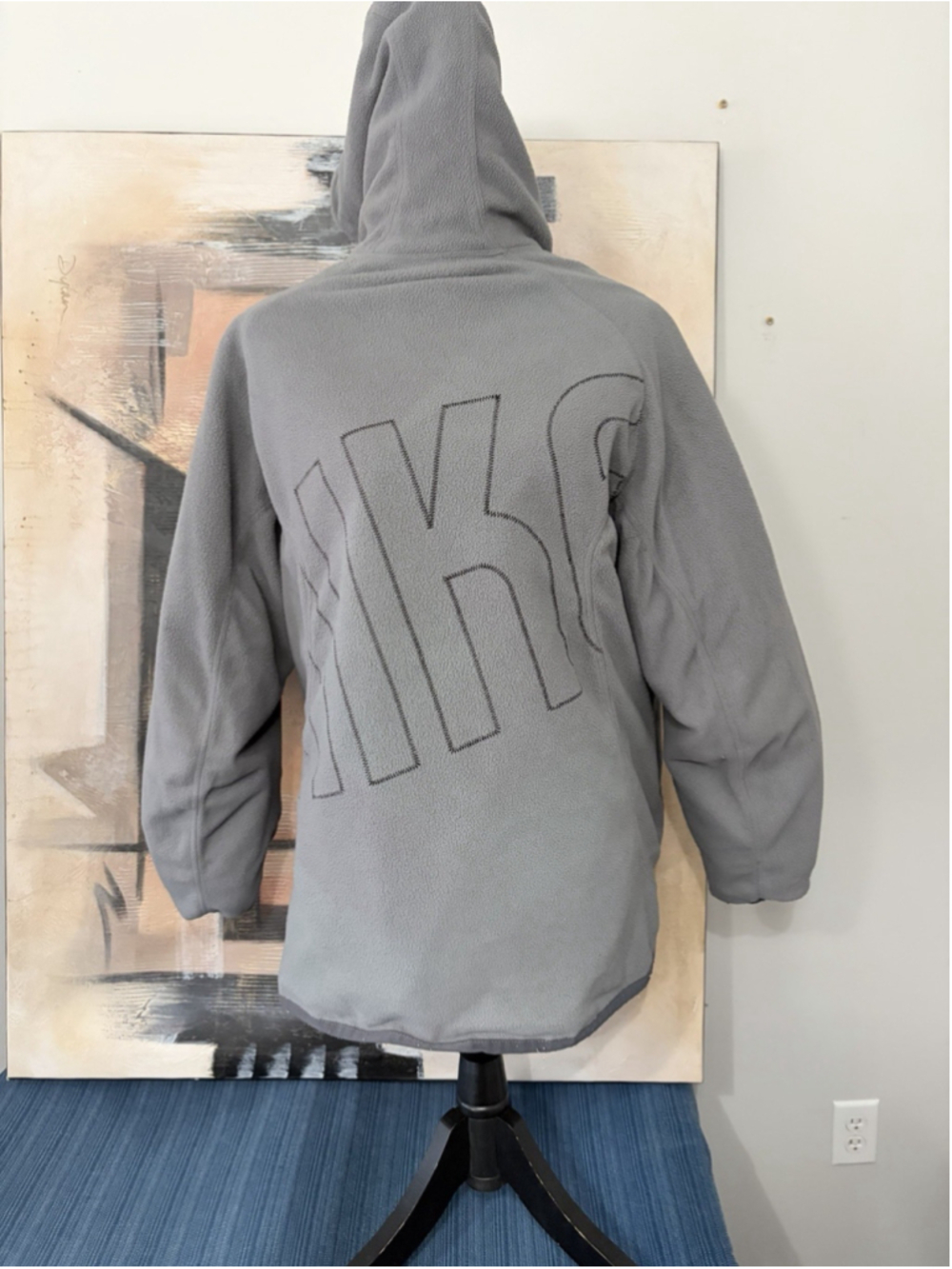 Vtg Y2K Nike men’s Med Big Spellout Fleece Jacket Reversible Hooded